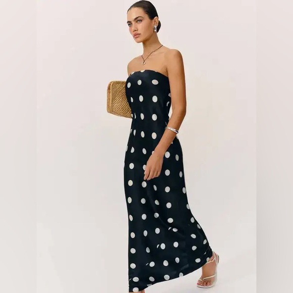 Reformation Oren Silk Dress In Moon Dot, NWOT, NEVER WORN, NO FLAWS. - Picture 6 of 12